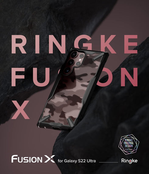 Ringke Fusion-X Compatible with Samsung Galaxy S22 Ultra 5G Case (2022), Clear Hard Back with Shockproof Enhanced Side Protective Bumper Phone Cov...
