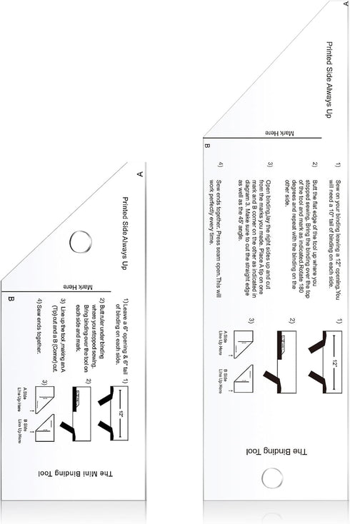 Wavwavw 2 Pcs Acrylic Quilt Binding Tool for Quilting 6 Inches and 3 Inches Measurement Quilting Ruler Quilting Tools for Binding Sewing Supplies...