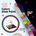 Skymore Glow in The Dark UV Body Paint 15pcs Face Paints for Kids & UV Neon Glow Face Painting Kits with 2 Brushes&Stencils for Halloween and Part...
