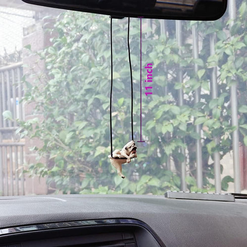 Swinging Dog Car Hanging Pendant Funny Animal Car Rearview Mirror Hanging Charms Ornament Swing Bulldog Auto Interior Accessories Gift Home Decor...