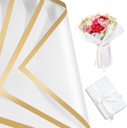 25 Sheets Flower Wrapping Paper, White Floral Paper Waterproof Bouquet Wrapping Paper Florist Supplies for Gift Box Packaging Wedding Birthday Par...