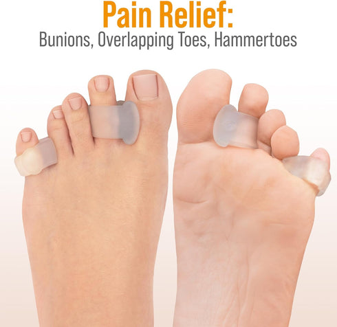 5 STARS UNITED Toe Spacers for Men & Women – 4 Big and 2 Pinky Gel Separators for Overlapping & Curled Toes, Bunions, Alignment - Diabetic Foot Ca...