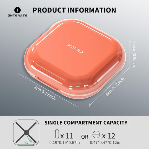 Daily Pill Organizer 4 Compartments, Portable Travel Pill Case, Mini Pill Container for Purse Pocket, Compact Travel Medicine Organizer for Vitami...