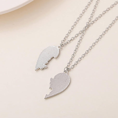 MJartoria Best Friend Necklaces BFF Necklace for 2 Friendship Valentines Day Gifts Matching Heart Pendant Necklace Best Friends Forever (Silver, B...
