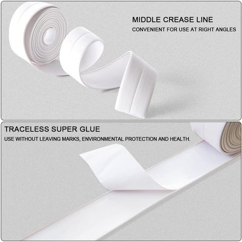 Hoomall PVC Caulk Strip, 0.86in*10.5ft Waterproof Self-Adhesive Sealant Tape Collision Avoidance Tape, Caulking Tape for Protecting Bathroom Kitch...