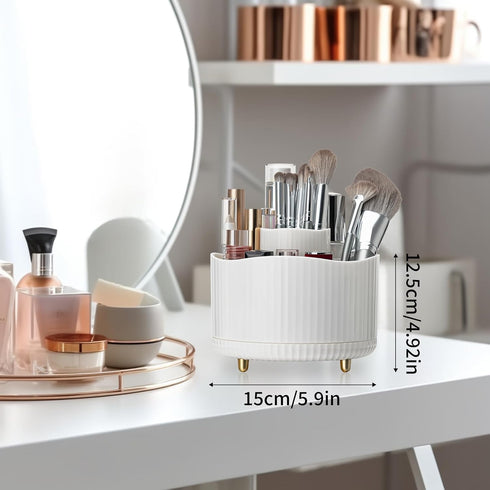 Makeup Brush Holder Organizer, 360° Rotating Makeup Brush Organizer, 5 Slot Makeup Organizer for Vanity, Desktop, Bathroom, Countertop, Desktop (W...