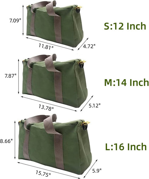 12 Inch Wide Mouth Tool Bag, Canvas Tool Bag, Heavy Duty Tool Storage Bag, Large Capacity Tool Tote Bag for Electricians, Power Tool Organizer Pou...
