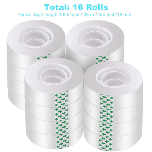 16 Rolls Clear Tape for Gift Wrapping, Transparent Tape Refills, Premium Gift Wrapping Tape Rolls, Gift Tape, Gift Wrap Tape, Office Tapes Bulk fo...