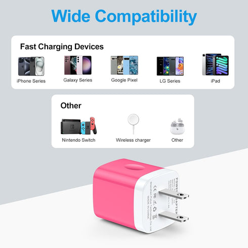 USB Wall Charger Block,2 Pack USB Power Adapter Charging Box for iPhone 15 Pro/14 Pro Max/13/12/11/SE/XS/XR/X/8Plus,Samsung Galaxy S24/S23 FE/S22/...
