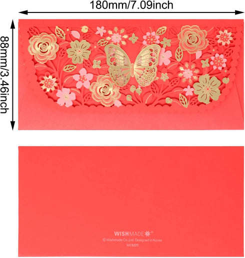 Honbay 6PCS Chinese Red Envelopes Lucky Money Pocket Hong Bao Gift Organizer Envolopes for Spring Festival Birthday Wedding and New Year Party...