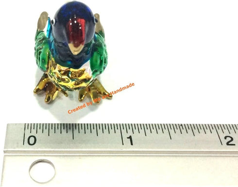 Handmade Mini Blown Glass 2" Parrot Blue Bird Fantasy Collectible Figurine, Dollhouse Gift Ideas, Cool Stuff Decor, Miniature Animals, Cute Tiny O...