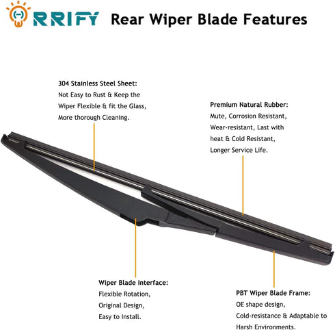 Rear Windshield Wiper Blade Arm Set for Kia Soul 2010-2019, for Kia Soul EV 2015-2019 Rear Windsheild Back Wiper Arm and wiper Blade with Cover As...