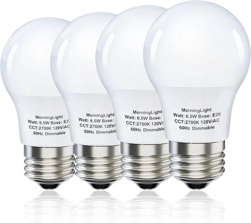 A15 Ceiling Fan Light Bulb 60 Watt Equivalent, 6.5W Dimmable LED Light Bulbs, 2700K Warm White, E26 Base, 4 Pack A15 LED Light Bulbs 60W for Penda...