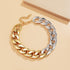 Punk Cuban Link Chain Choker Necklace Lightweight Chunky Necklace Oval Chain Link Necklace Hip Hop Jewelry for Women (Gold+Silver)...