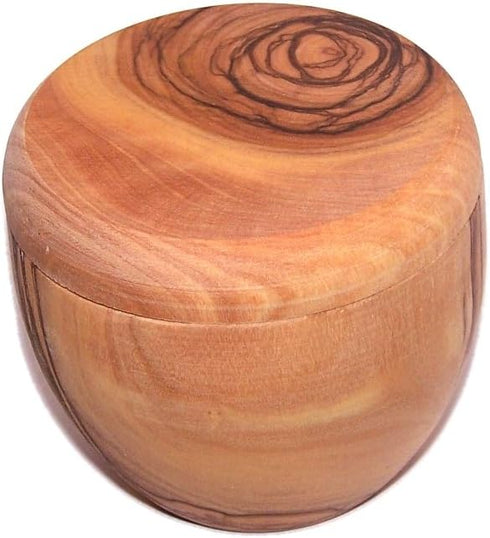 Holy Land Market Handcrafted olive wood Salt/Sugar keeper (3" in diameter) - Asfour Outlet Trademark...