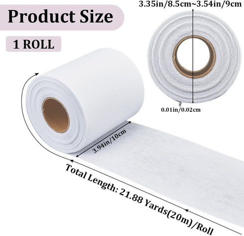 GORGECRAFT Light Weight Non-Woven Fusible Interfacing 3.94" x 21.87Ys White Iron-On Polyester Apparel Single-Sided Interfacing for Sewing Quilting...