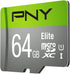 PNY 64GB Elite Class 10 U1 microSDXC Flash Memory Card - 100MB/s, Class 10, U1, Full HD, UHS-I, Micro SD (Pack of 1)...