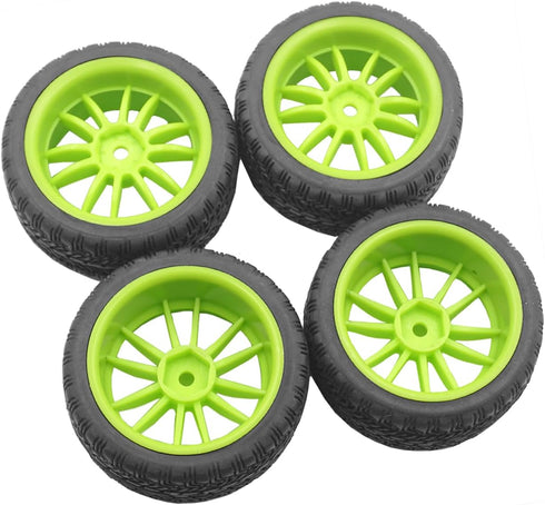 4Pack Vgoohobby RC Rubber Tires and Plastic Wheel Rims 12mm Hex Hub Compatible with HSP HPI Redcat Tamiya RC 1/10 On Road Racing Touring Car...