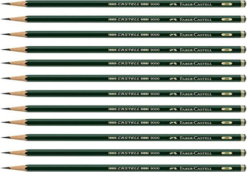 Faber-Castell Pencils, Castell 9000 Graphite art 2B pencils for drawing, sketching - 12 Artist pencils...