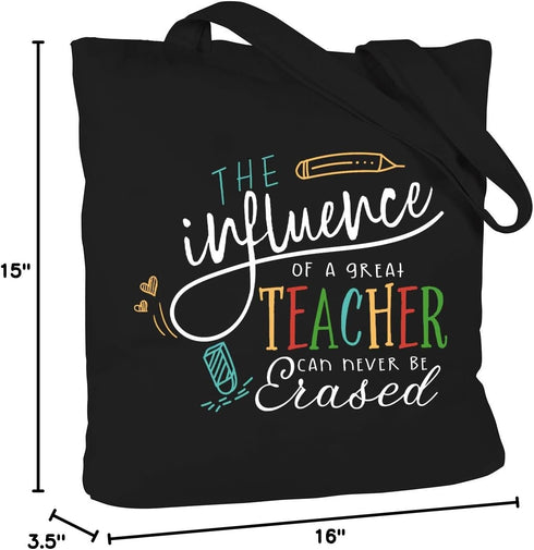 ELEGANTPARK Teacher Gifts for Women Teacher Bag for Appreciation Week Retirement Valentines Day Birthday Graduation Christmas Thank You Black Cott...