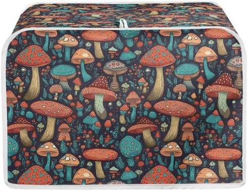 Toaster Cover 4 Slice Forest Mushroom Wide Slot Toaster Covers Wide Slot Toaster Appliance Cover Machine Washable with Hang Loop (16x16")2PCS...