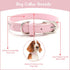 BINGPET Dog Leather Collar, Adjustable Dog Real Split Leather Studded Pet Collar, Durable Doggy Collars for Small Medium Large Dogs, Pink S...