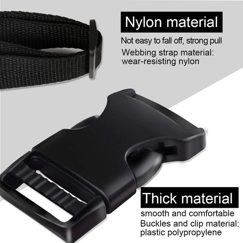 Buckles Strap Set, YGDZ 10 Yards 1 Inch Nylon Webbing Strap with 20 Set Side Release Plastic Buckles for Luggage Strap Backpack Repairing, Black...