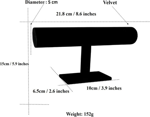 Comelyjewel Set of 2 Black Velvet bracelet holder 1 Row jewelry stand for Vendors Elegant Scrunchies Stand Jewelry Display Organizer for Professio...