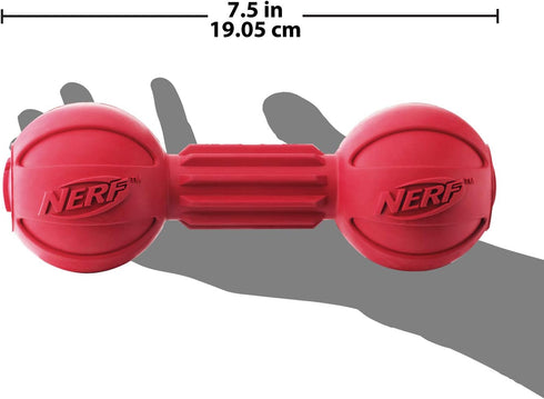 Nerf Dog Barbell Chew Dog Toy, Large, Red Medium...