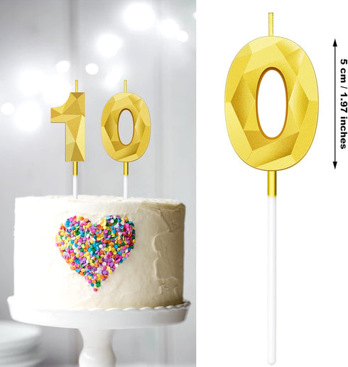 10th Birthday Candles Cake Numeral Candles Happy Birthday Cake Candles Topper Decoration 3D Number Candles Cupcake Topper for Birthday Wedding Ann...