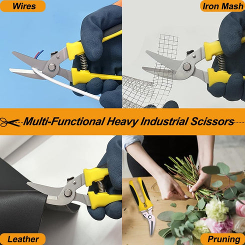8 Inch Heavy Duty Scissors, Multifunction Shears for Cutting Cable Wires, Cardboard (8-Inch Curve Snips)...