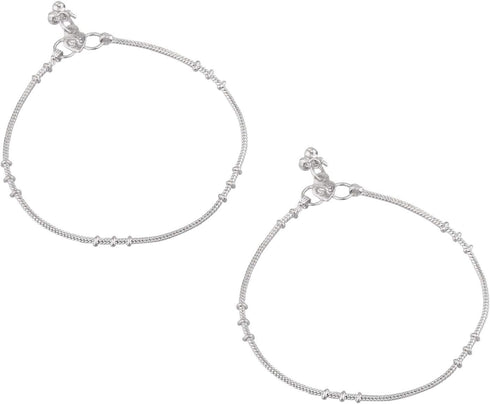 Efulgenz Silver Tone Indian Jewelry Anklets for Women Indian Bollywood Boho Anklets Ankle Bracelet Payal Anklet Set Foot Jewelry...