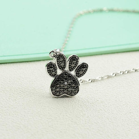 925 Sterling Silver Cubic Zirconia Animal Kitten Cat Paw Print Dolphin Pendant Necklace 17" / 18" Chain (Paw Print)...