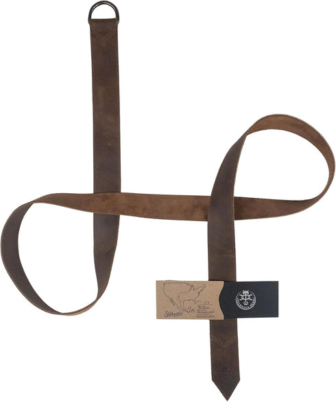 Viking Belt for Men with Stitching, Renaissance Knight Belt, Half Ring Closure, LARPing, Full Grain Leather, Handmade Accessories, Bourbon Brown...