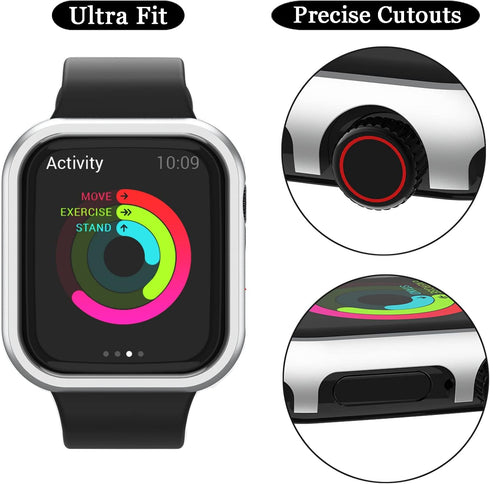 NINKI for Apple Watch 9 Case 45mm Series 8 Series 7 Silver,Aluminium Scratch Resistant Protective Cover for Apple Watch Series 9 45mm Case Metal i...