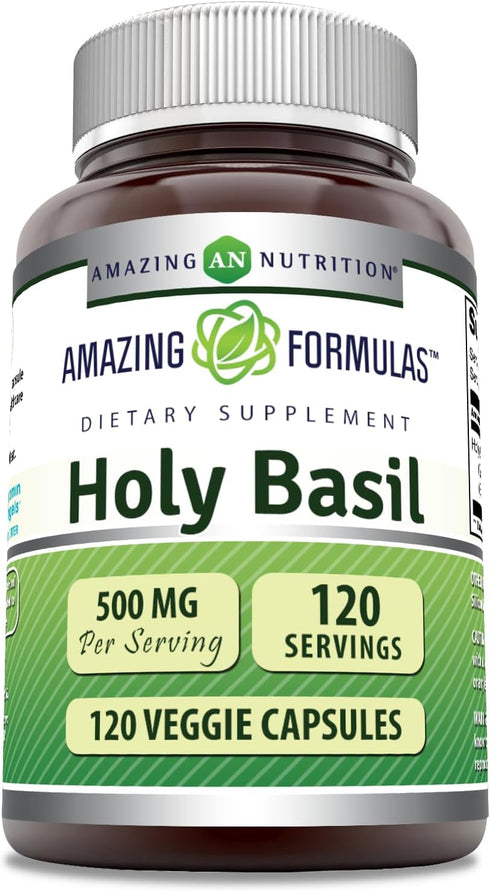 Amazing Formulas Holy Basil Extract 4:1 Supplement | 500 Mg Per Serving | 120 Capsules | Non-GMO | Gluten Free | Made in USA...