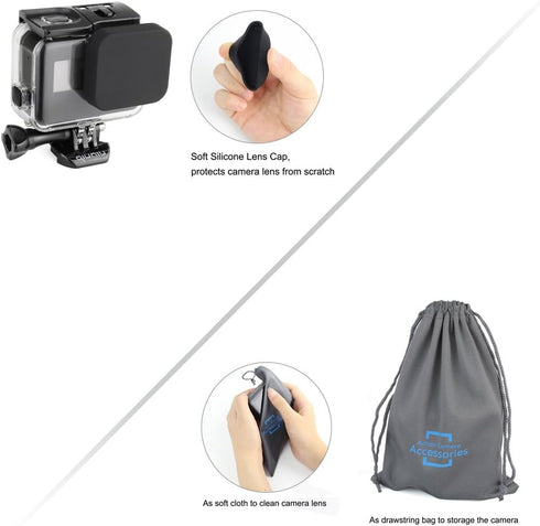 Standard Protective Waterproof Dive Housing Case for GoPro Hero 5/6/7 Black Action Camera - Up to 45 Meters - Protective Lens Removal NOT Needed -...