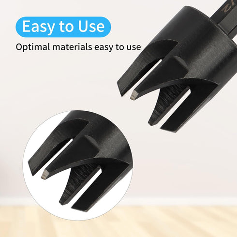 Rocaris 8 Pack Wood Plug Cutter Drill Bit Set, Straight and Tapered Taper Cutting Tool 1/4", 5/16", 3/8", 1/2", 1/4 Inch Hex Shank, Black...