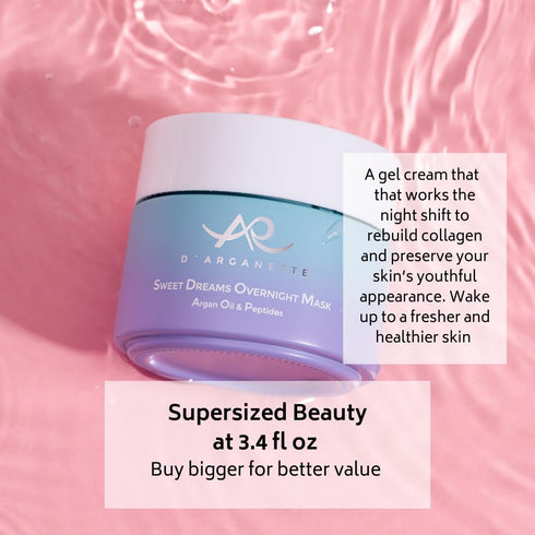 D'Arganette Sweet Dreams Sleeping Mask with Antioxidant-rich Argan Oil, Peptides, and Niacinamide– Radiance Boosting Hydrating Face Moisturizer Fo...