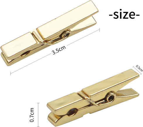 Mini Plastic Clips, 100 Pieces Utility Photo Clips Paper Peg Clothes Line Clips - 3.5 x 0.5 x 0.7cm, Gold...