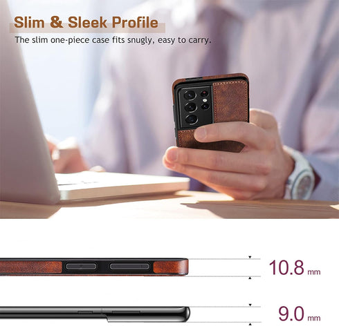 LOHASIC for Galaxy S21 Ultra Case, Premium Leather Luxury Business PU Non-Slip Grip Shockproof Bumper Full Body Protective Cover Phone Cases for S...