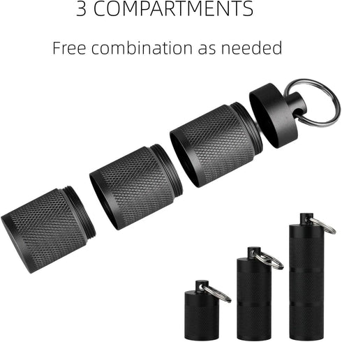 Waterproof Keychain Pill Holder - Compact, Portable, and Secure Pill Box with 3 Compartments - Pocket-Sized Pill Case and Container for Daily Medi...