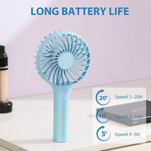 RJVW Portable Handheld Fan, 3 Speeds Mini Portable Fan, Rechargeable Powerful Hand Fan, Battery Powered Small Personal Lash Fan for Travel Concert...