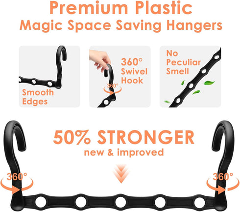 Closet Organizers and Storage, Sturdy Space Saving Hanger for Heavy Clothes, Upgraded Cascading Hangers, Magic Closet Organization Clothes Hangers...