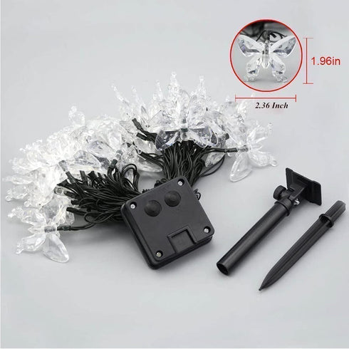 Solar String Lights, Waterproof 16ft 20LED Butterfly Christmas Fairy Lights Decorative Lighting for Home Party Wedding Patio Garden Porch Balcony ...