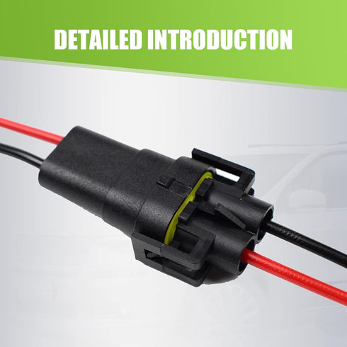 2 PCS Car Fog Light Socket Cable, H8/H9/H11 IP68 Waterproof Female Connector Plug with 4.13" Wire, Adapter Connection Modification Accessories, Co...