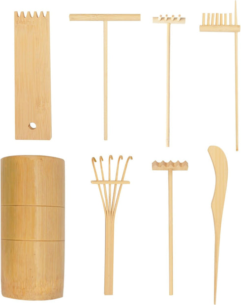 7Pcs Mini Zen Garden Rakes, Zen sand garden rake set, mini Zen garden tools and accessories for Home Gift Garden Decor Serenity and Spiritual Medi...