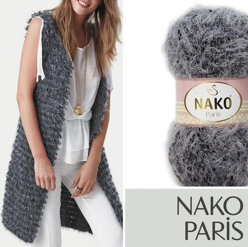 Generic Nako Paris Yarn Set of 2 Balls, Total 536 Yards Soft Fluffy Turkish Yarn, Shawl Hat Scarf Yarn, Crochet and Knitting Thread, Cardigan Yarn...