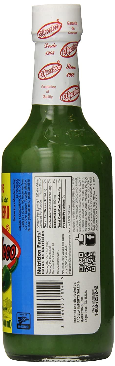 El Yucateco Salsa Picante Verde de Chile Habanero, 8 Ounce (2 Pack)...