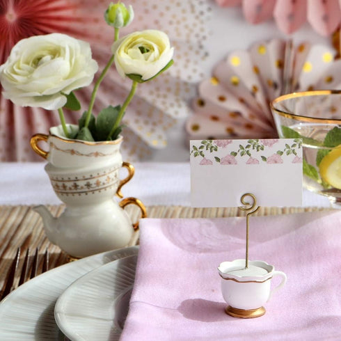 Kate Aspen, Place Card Holders, Tea Time Whimsy, Teapot and Teacup, Place Cards Included, Set of 6,Pink...